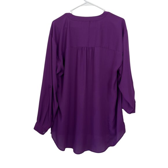 Covington Womens Purple Button-Down Blouse Size 1X Lightweight V-Neck - Picture 10 of 11
